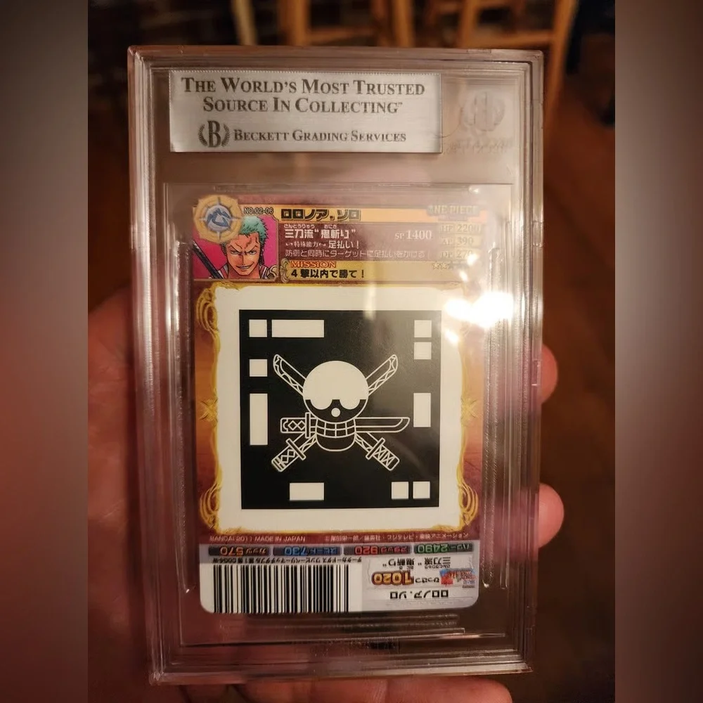 Graded Roronoa Zoro Autograph Trading Card - Green
